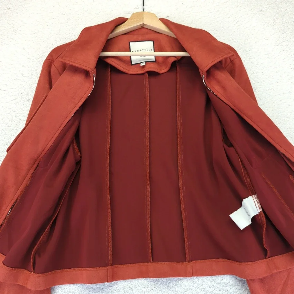 BAGATELLE Women's Rust Red Faux‎ Suede Zip Front Jacket XL Casual - Picture 8 of 10